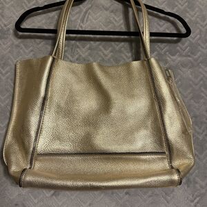 BOTIKER SOHO GRAIN PEBBLED GOLD PLATINUM METALLIC LEATHER Tote shoulder BAG